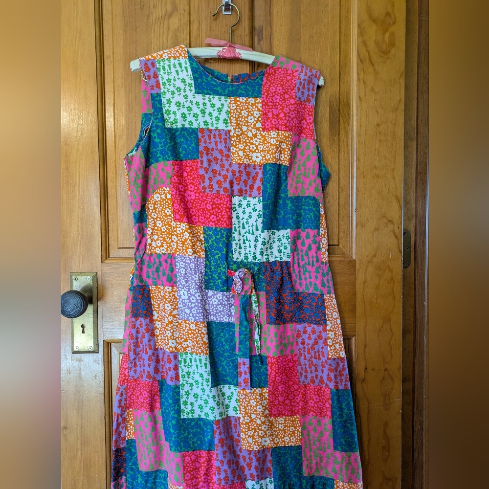 Vibrant Patchwork Midi Dress